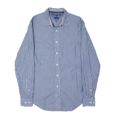TOMMY HILFIGER Slim Fit Shirt Blue Striped Long Sleeve Mens S