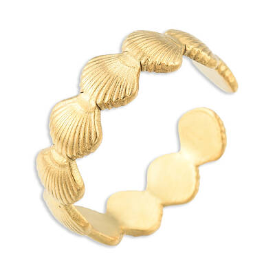 Ion Plating(IP) 304 Stainless Steel Shell Wrap Open Cuff Ring for Women