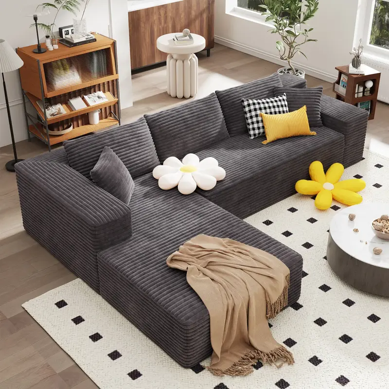 【2Packge Delivery】Cloud Couch with L Shaped Couch, Oversized Modern Modular Sectional Sofa Set with Deep Seat, Plush Cord...