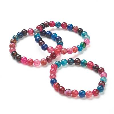 Natural Agate Beaded Stretch Bracelets