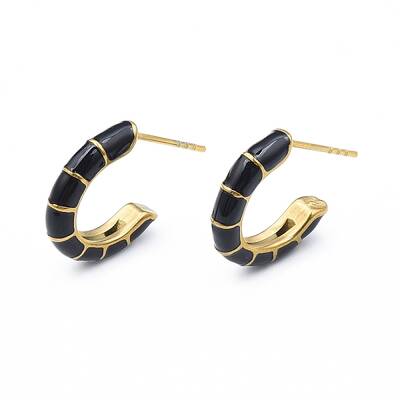 Enamel C-shape Stud Earrings