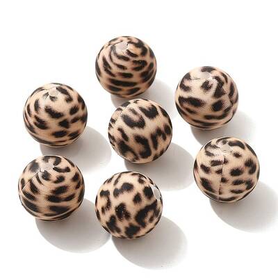 Silicone Beads Loose Silicone Beads Kit Leopard Print Silicone Beads for Keychain Making Bracelet Necklace