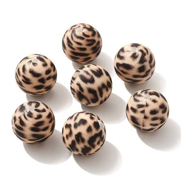 Silicone Beads Loose Silicone Beads Kit Leopard Print Silicone Beads for Keychain Making Bracelet Necklace