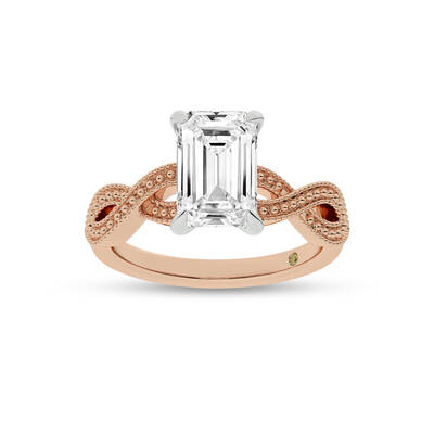 York Infinity Shank Emerald Cut Lab Grown Diamond Engagement Ring | 10K Rose Gold 1 1/2 CT. TW.