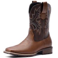 Cowboy Boots for Men - Western Men's Boots with Classic Embroidered, Slip on Square Toe Boots Chunky Heel Ankle, Durable Shor...