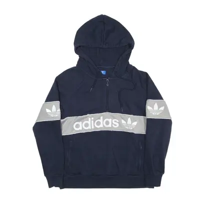 ADIDAS 1/2 Zip Hoodie Blue Pullover Womens UK 10