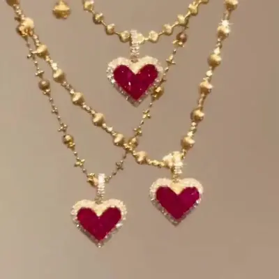 Heart of the Ocean Necklace, Forever Love Heart Necklace Pendant Shining Crystal Zircon Jewelry Gifts For Women