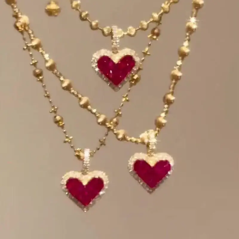 Heart of the Ocean Necklace, Forever Love Heart Necklace Pendant Shining Crystal Zircon Jewelry Gifts For Women