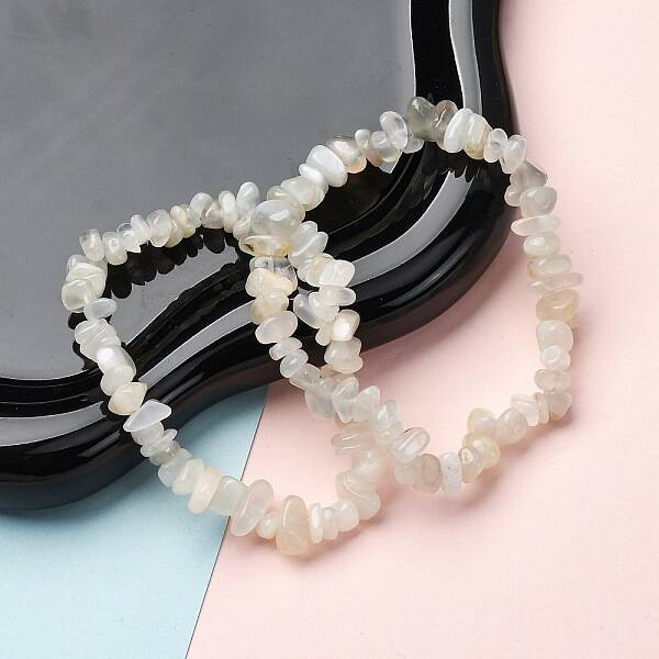 Natural White Moonstone Stretch Bracelets