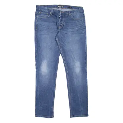 BENCH Mens Jeans Blue Slim Straight Stone Wash W36 L34