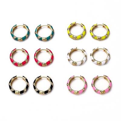 Brass Micro Pave Clear Cubic Zirconia Huggie Hoop Earrings