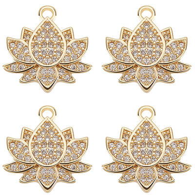 8Pcs Brass Micro Pave Cubic Zirconia Charms