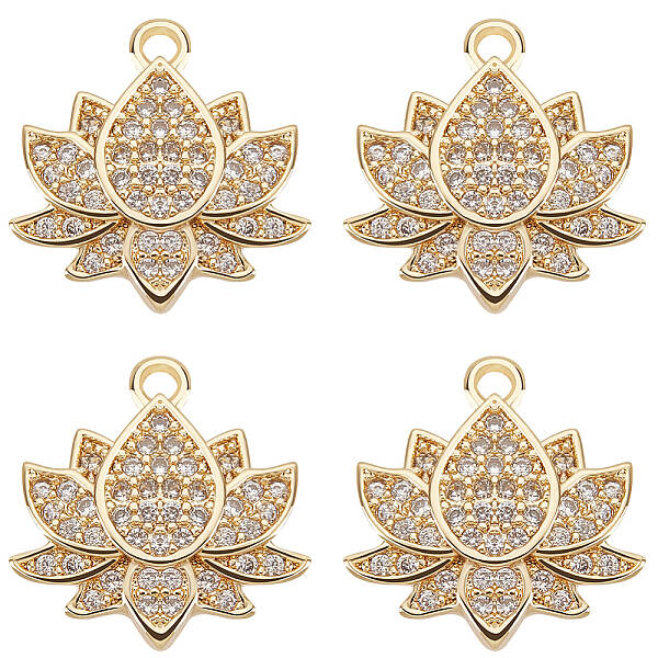 8Pcs Brass Micro Pave Cubic Zirconia Charms
