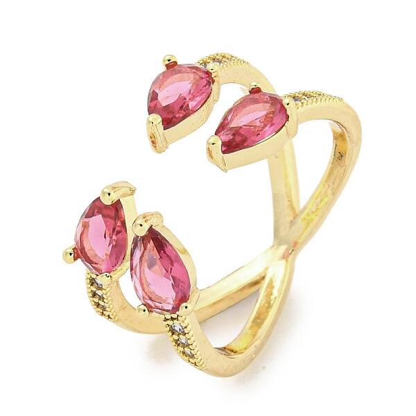 Brass Micro Pave Cubic Zirconia Cuff Rings