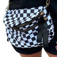 Black and White Checkered Nylon Bum Bag Plus Size Friendly Fanny Pack  - Spacious Design for Essentials - MORE COLORS! great ...