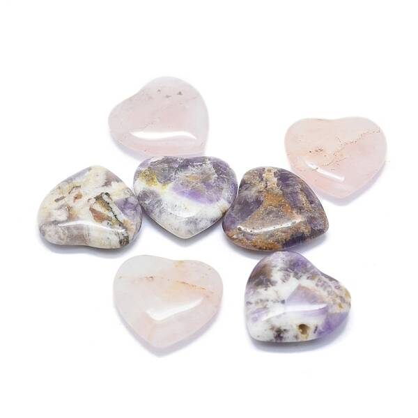 Natural Amethyst/Rose Quartz Heart Love Stone