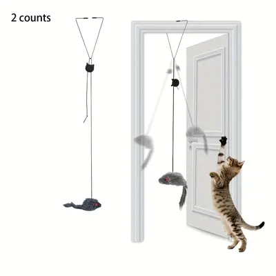 Adjustable Hanging Cat Toy, 2 Counts Interactive Cat Teaser Toy, Pet Supplies for Indoor and Outdoor Playing, Cat Toys, Chris...