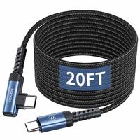 20FT Right Angle USB C Cable, 60W Extra Long USB C Charging Cord Nylon Braided USB C Charger Cable for iPhone 16/15 Pro Max, ...