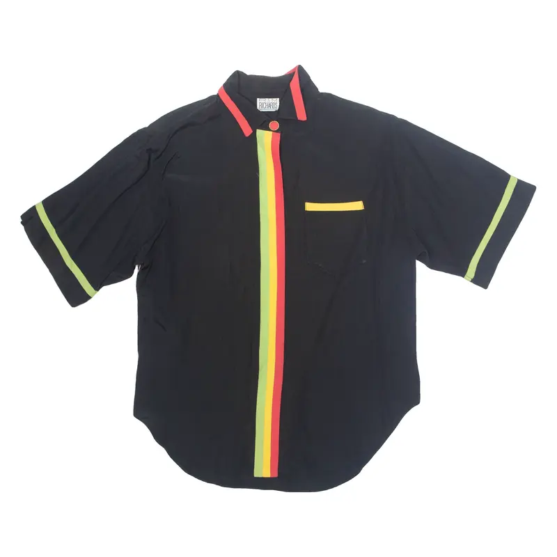 RICHARDS Womens Shirt Black Collared 90s M