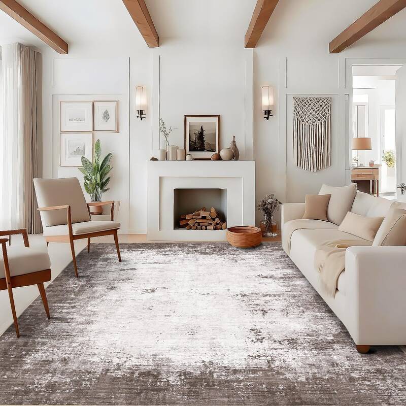 Garvee Extra Large Living Room Rugs 10x13 Non-Slip Abstract Accent Rug Ultra-Soft Pearl Velvet Low Pile Machine Washable Indo...