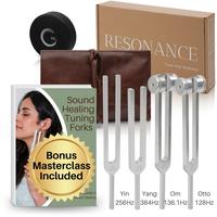 Resonance Sound Healing Tuning Fork Set – 128Hz, 136.1Hz, 256Hz, 384Hz with Activator – Sound Therapy for Stress Relief, ...
