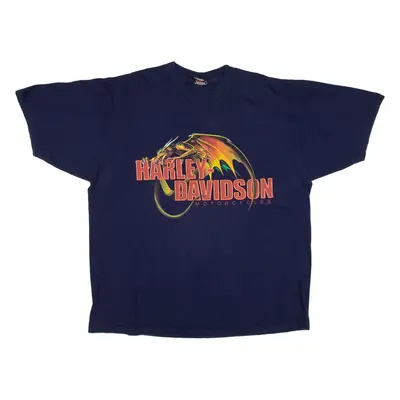 HARLEY DAVIDSON Mens Biker T-Shirt Blue USA 2XL