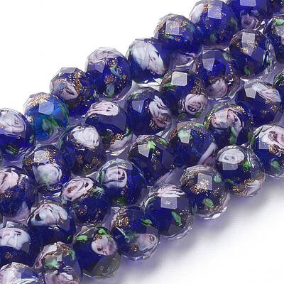 Handmade Gold Sand Lampwork Beads Strands