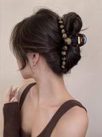 Beaded Decor Acrylic Hair Claw Clip, Elegant Hair Accessories for Women & Girls, Minimalist Headwear Suitable for Thick Hair,...
