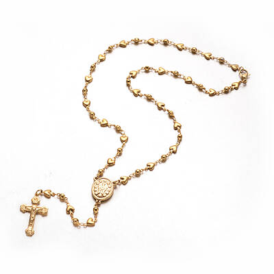 Crucifix Cross with Oval Rosary Bead Necklace