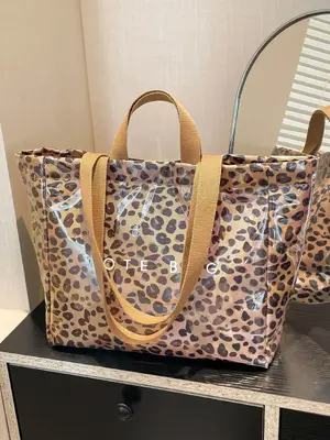 Fashion Leopard Pattern Soft Commuter Tote Bag, Large Capacity Shoulder Bag for Women, Casual Trendy Versatile High-quality D...