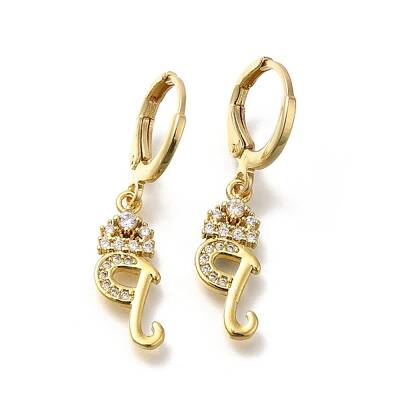 Brass Clear Cubic Zirconia Hoop Earrings
