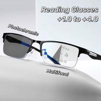 Progressive Multifocal Photochromic Reading Glasses Anti-blue Light Far Sight Glasses Men Half Frame Business Presbyopia Glas...