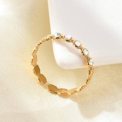 304 Stainless Steel Rhinestone Open Cuff Rings