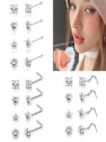 Rhinestone Decor Heart & Star Design Nose Studs, Nose Studs Piercing Jewelry for Women Girls, Nose Stud for Daily Wear, Body ...