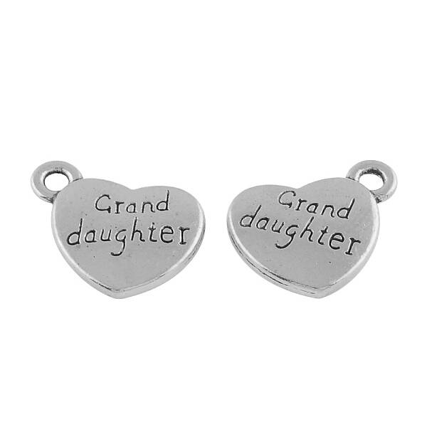 Heart with Word Grand Daughter Tibetan Style Alloy Pendants