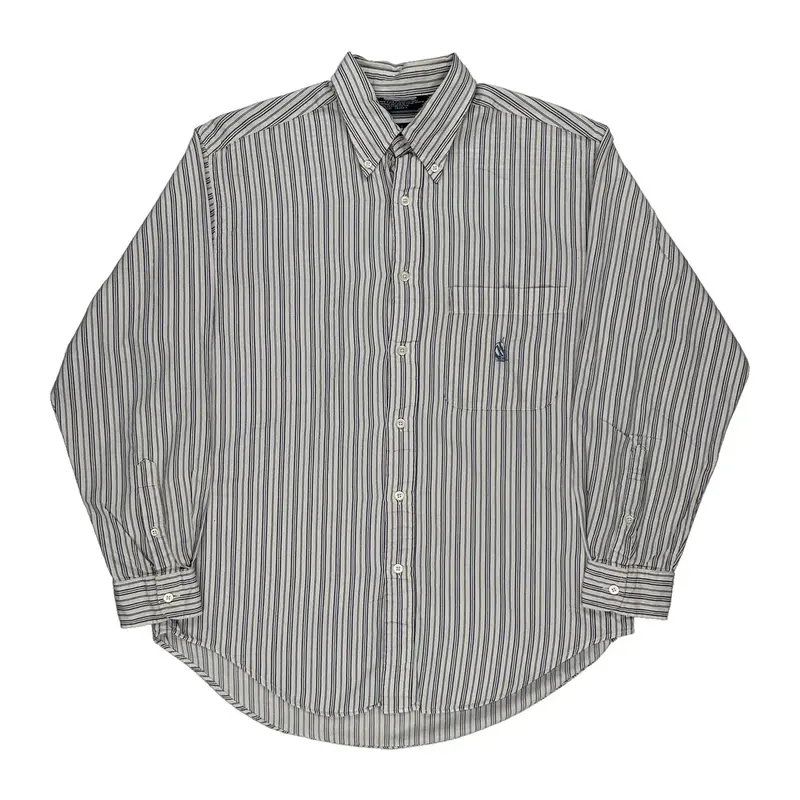 Nautica Striped Shirt - Medium White Cotton | Size: medium