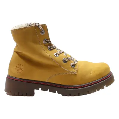 RIEKER Lace-Up Boots Yellow Suede Womens UK 5