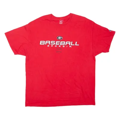 CHAMPION Georgia Baseball USA T-Shirt Red Short Sleeve Mens XL