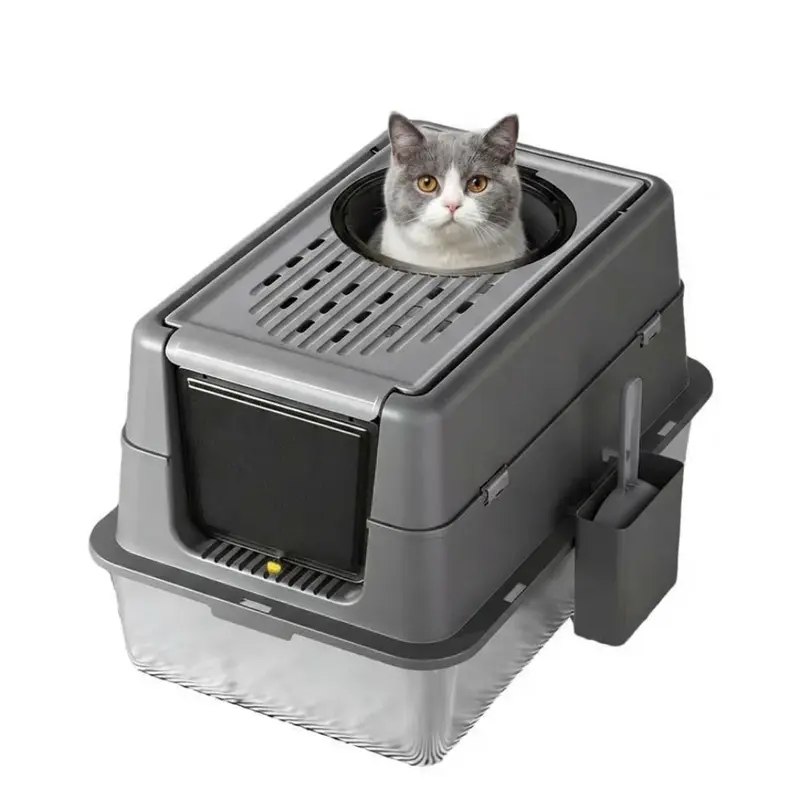 Garvee Extra Large Stainless Steel Cat Litter Box, High Enclosed Sides, Leak-Proof Turn Over Lid, Easy to Clean Large Enclose...