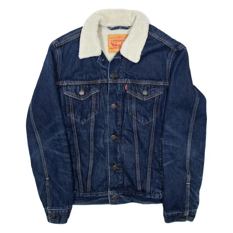 LEVI'S Womens Sherpa Lined Denim Jacket Blue S