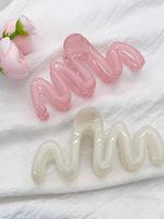 Solid Color Wave Design Hair Claws, Cute Casual Versatile Hair Accessories for Women & Girls, Summer Minimalist Headwear Sui...