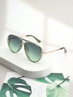 Women's Ombre Tinted Lens Aviator Sunglasses, Trendy Casual Sunglasses for Everyday Use, Fashion Accessories for Outdoor Acti...