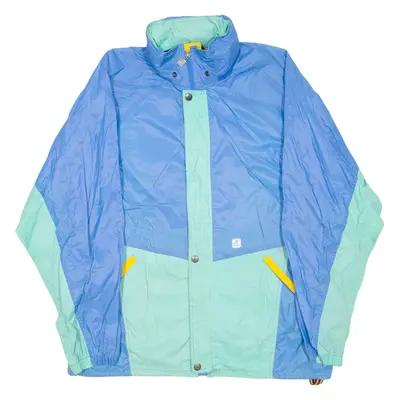 K-WAY Mens Windbreaker Jacket Blue Nylon Hooded L