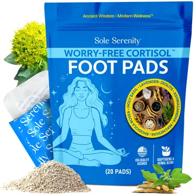 Sole Serenity Stress Relief Detox Foot Pads – Overnight Stress +Toxin Relief – Worry-Free Cortisol Support with Zeolite, ...