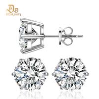 Delzzad Six Prong Solitaire Earrings Round VVS Synthetic Moissanite S925 Stud Earring Jewelry Perfect Birthday Mother’s Day...
