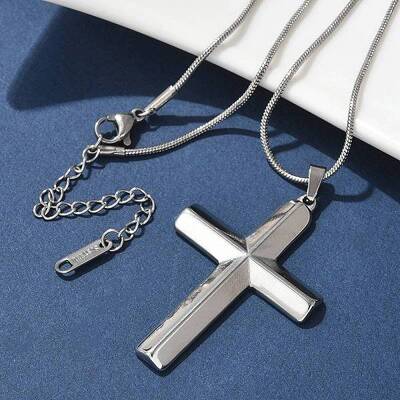 304 Stainless Steel Cross Pendant Snake Chain Necklaces