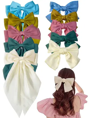 Women's Elegant Bow Decor Hair Clips, 10pcs Fashionable Hair Accessories for Women & Girls, Casual Versatile Hair Accessories...
