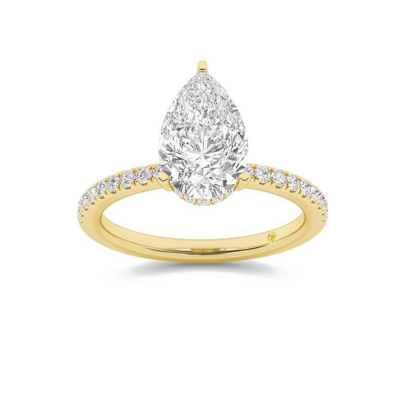 Kyoto Hidden Halo Pear Shape Lab Grown Diamond Engagement Ring | 14K Yellow Gold 3 1/3 CT. TW.