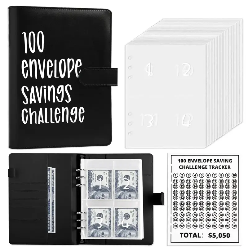 【CLOUDSEA】100 Envelopes Money Saving Challenge - A5 Money Saver Budget Binder Book with Cash Envelopes and Numbers, 100-D...
