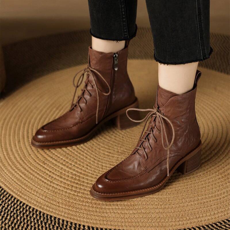 CHIKO Adana Round Toe Block Heels Ankle Boots